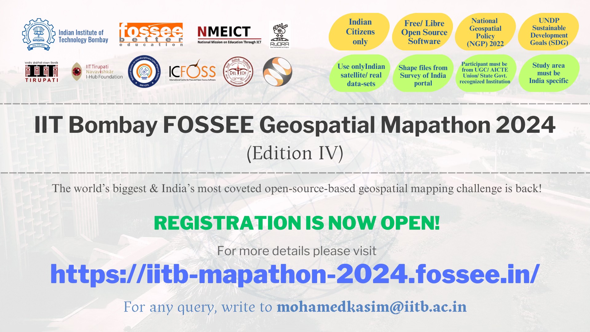 FOSSEE - IIT Bombay IIT Bombay FOSSEE Geospatial Mapathon 2024 (Edition ...