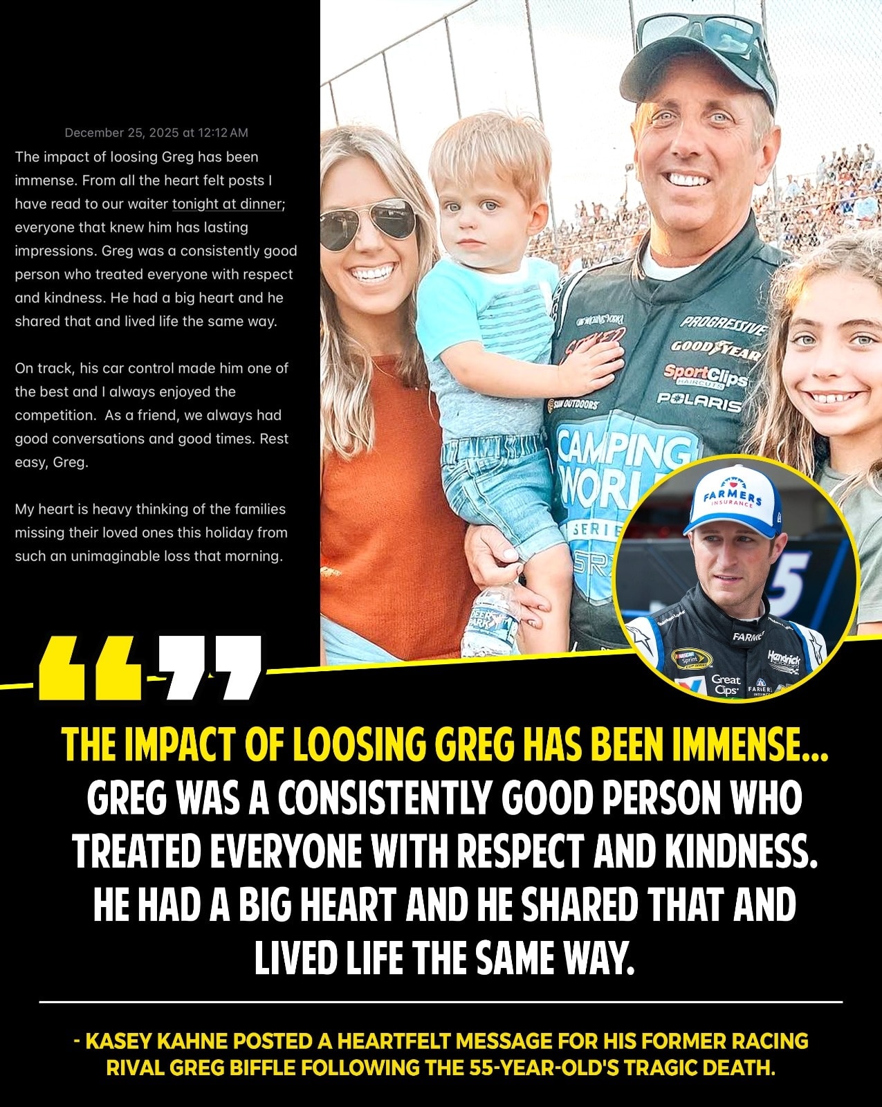 Nascar - A heartbreaking tribute 💔 Kasey Kahne honors the life and ...