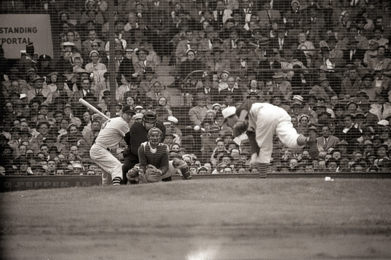 Old-Time - Stan Musial at bat against the Reds during Opening Day game ...