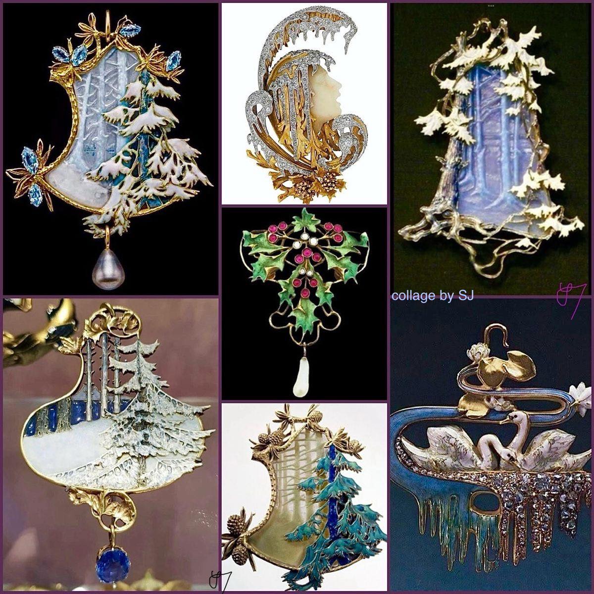 Pendentif Ancien Art Nouveau Vers 1900 - Feuilles Et Fleurs De Lierre En Argent - Collier Occasion