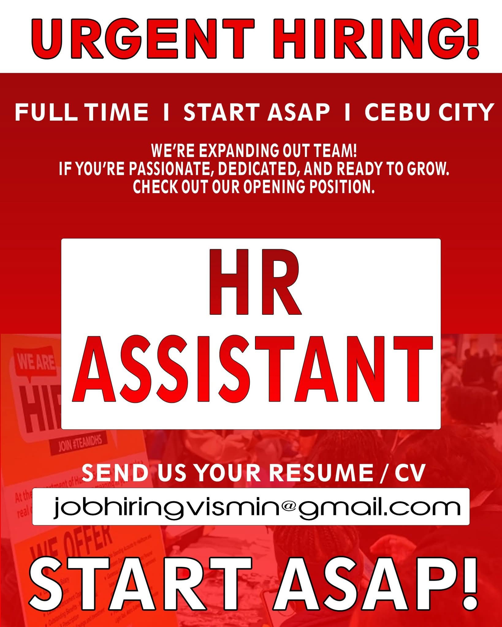 Mandaue Urgent Hiring 2025 | HIRING: HR ASSISTANT | Facebook