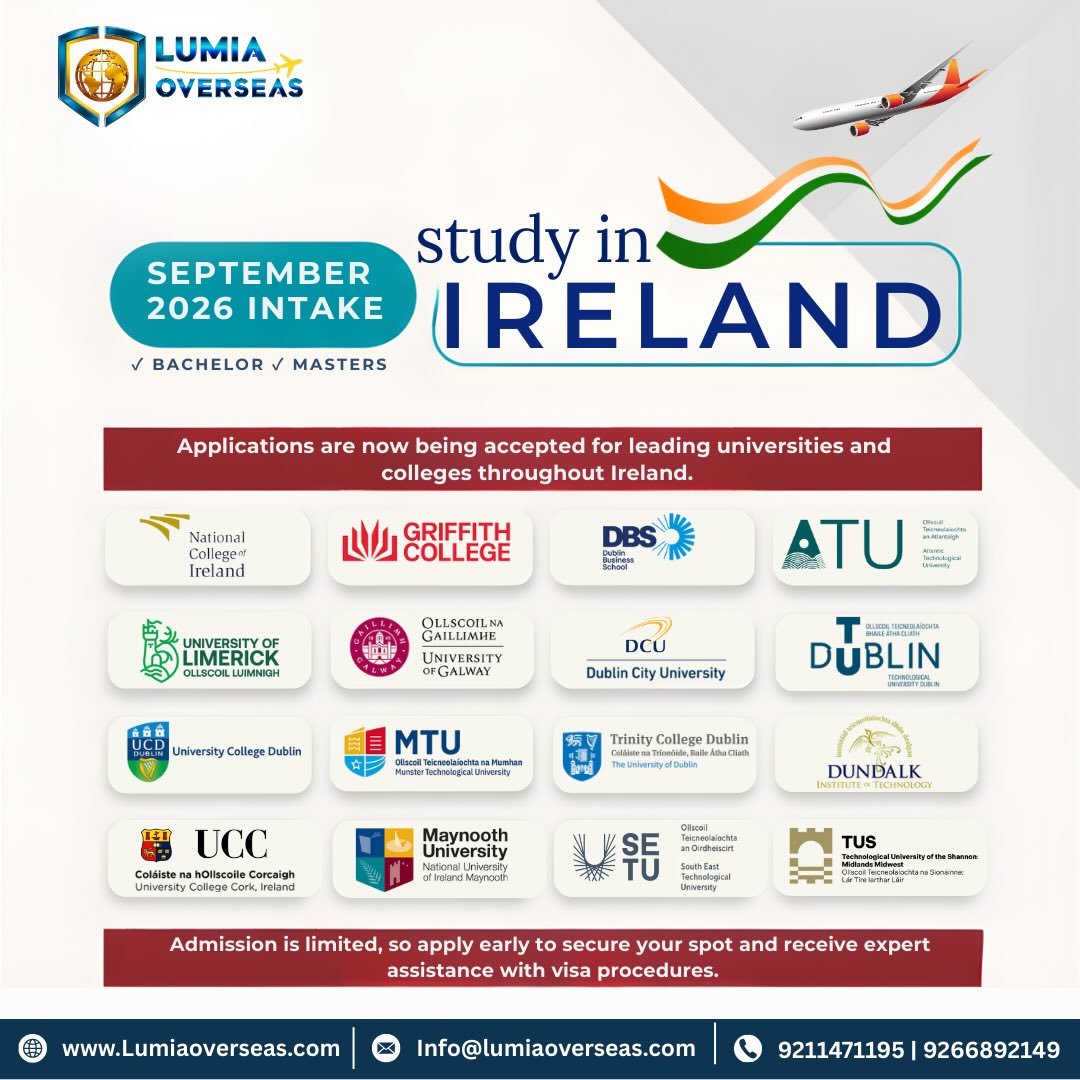 Lumia - 🇮🇪 Study in Ireland — September 2026 intakes open! Join top ...