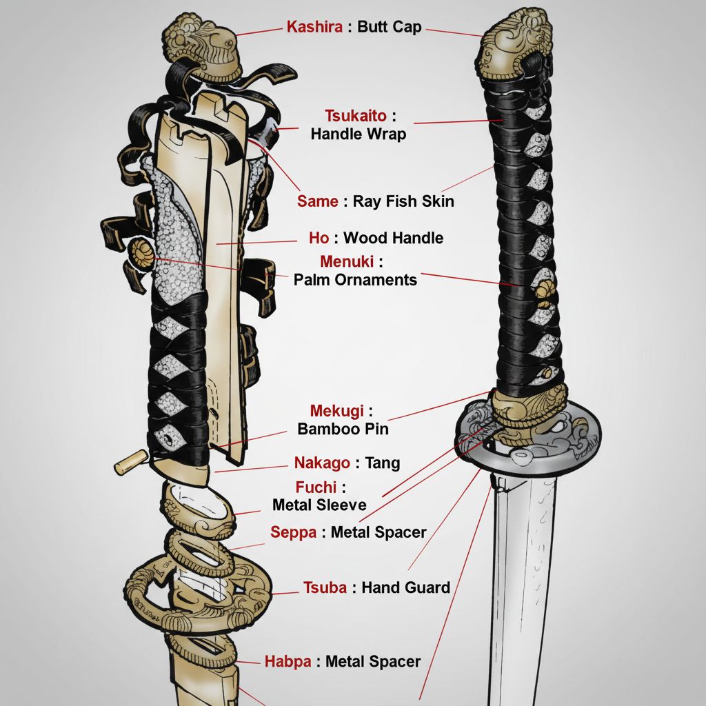 Samurai - Parts of a Samurai Sword Handle Tsuka (Handle): Consists of ...