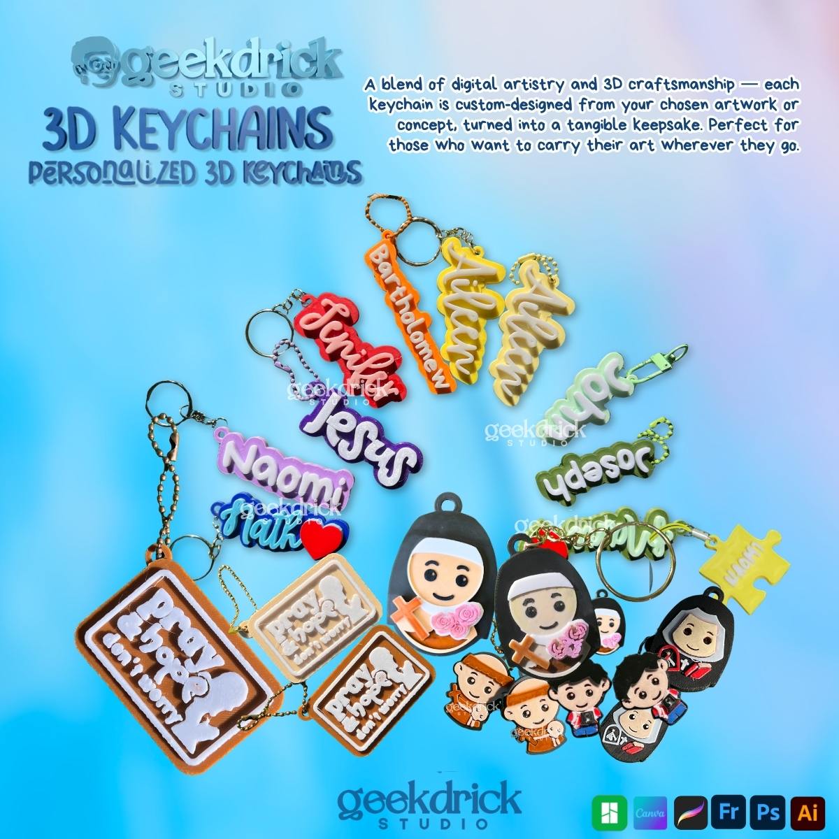 Geekdrick - Personalized 3D Keychains Tangible • Custom • Unique A ...