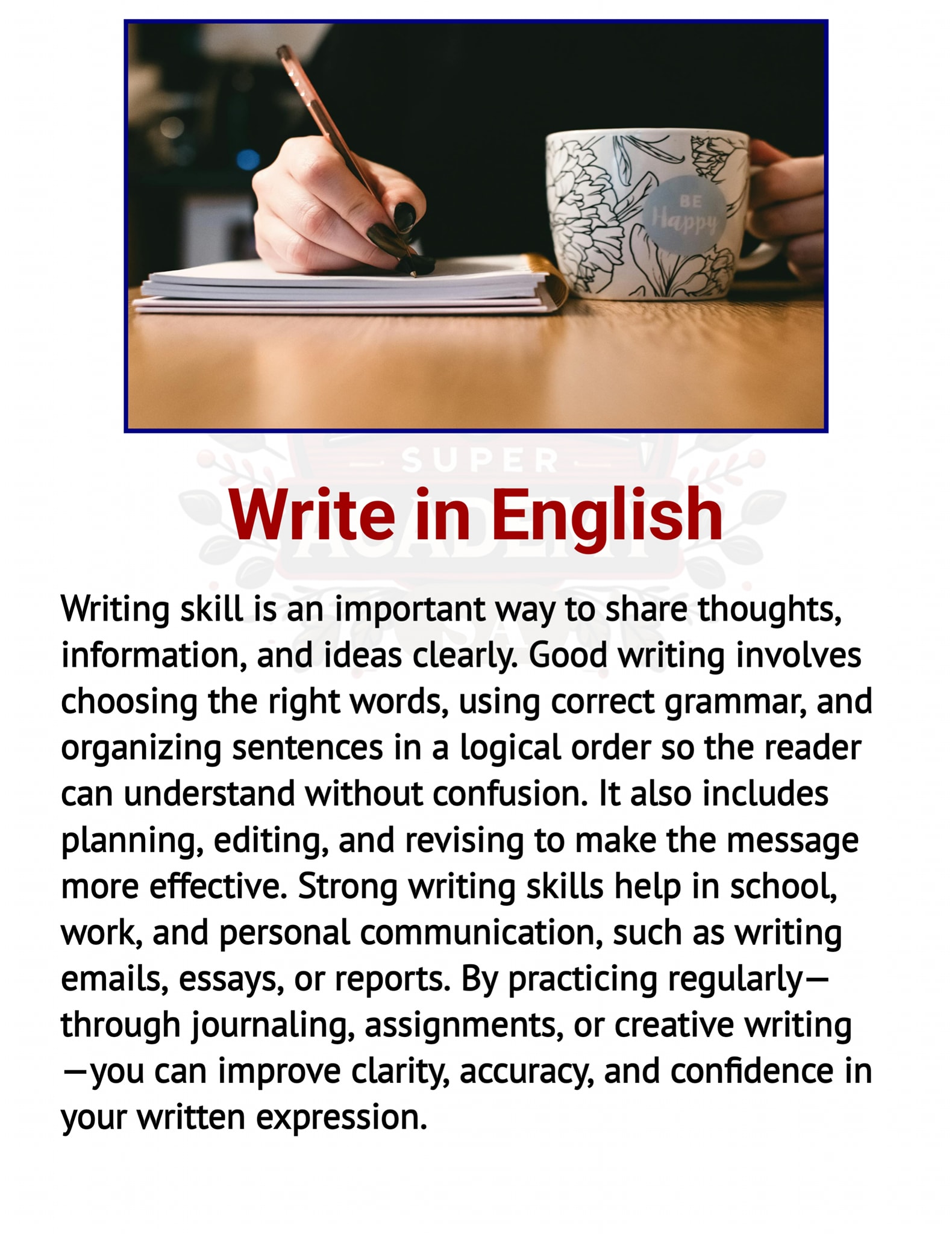 Super - How to Improve Writing Skill #LearnEnglish #speaking | Facebook