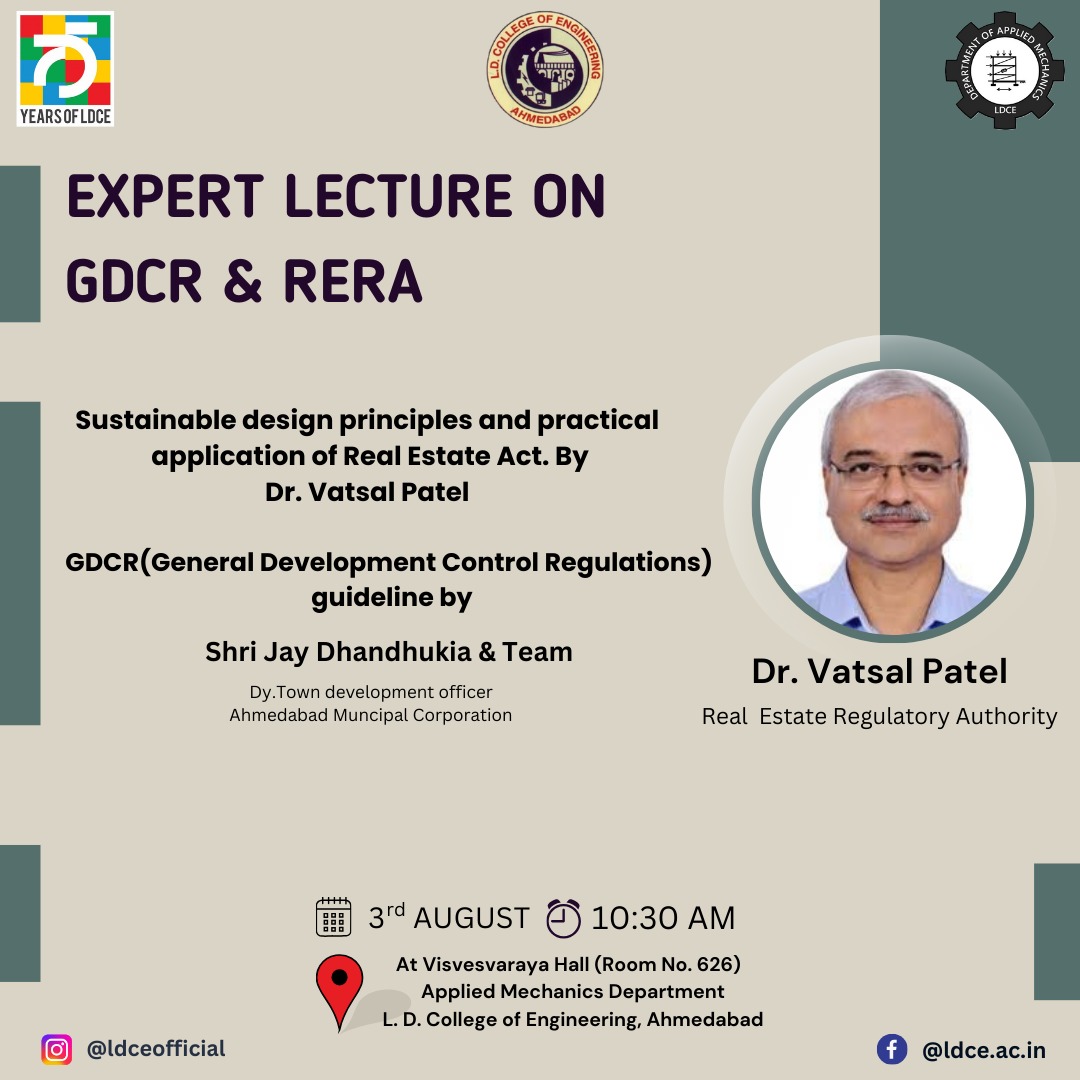 L.D. - Join us for an Expert Lecture on GDCR & RERA! 🏢 Excited to host ...