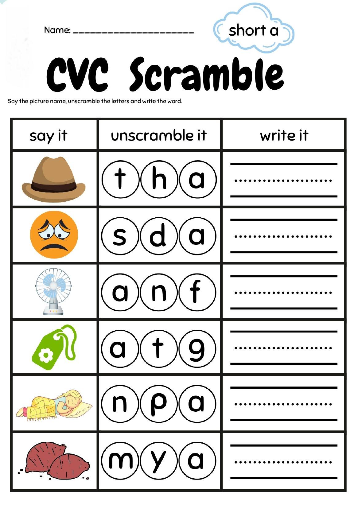 DepEd Matatag - CVC Short A Sound Worksheet