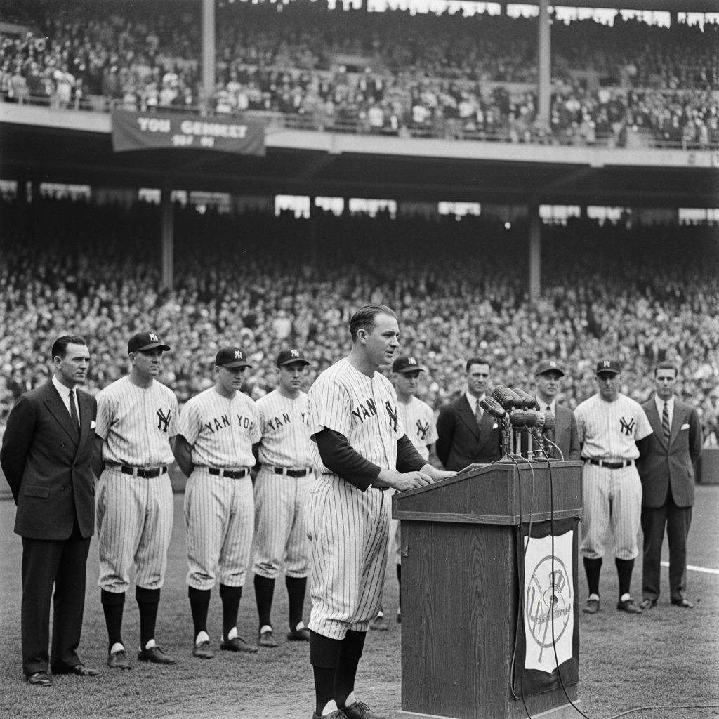 Old-Time - Yankee Stadium, New York, July 4, 1939 — Lou Gehrig stood ...