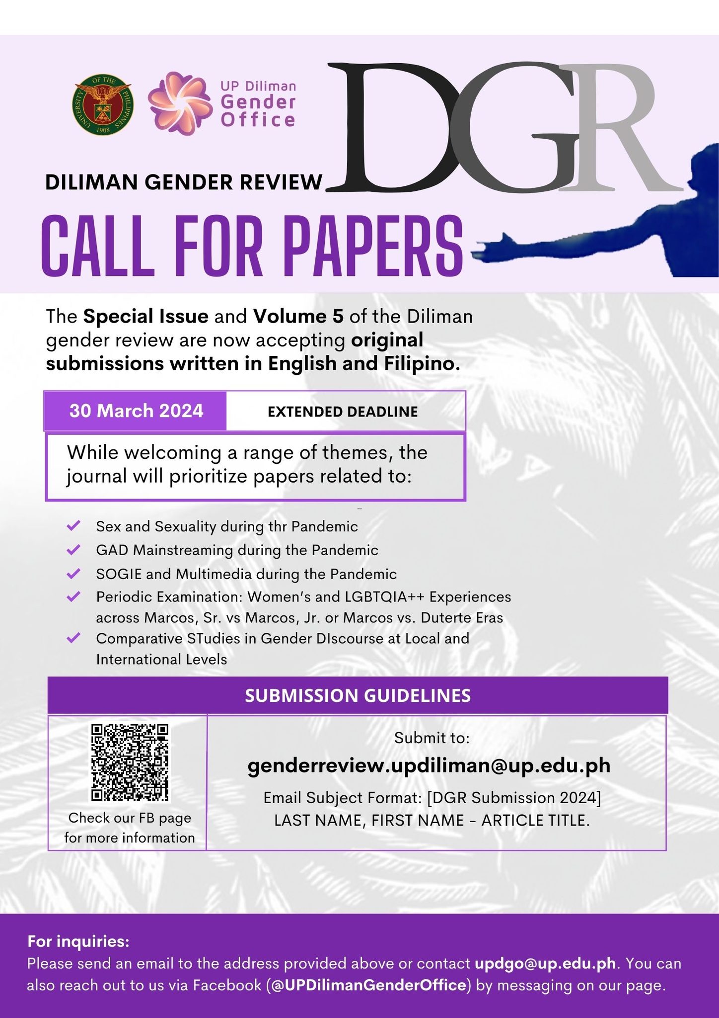 📢 Exciting News! 📢 The UP Diliman Gender Review extends its Call for ...
