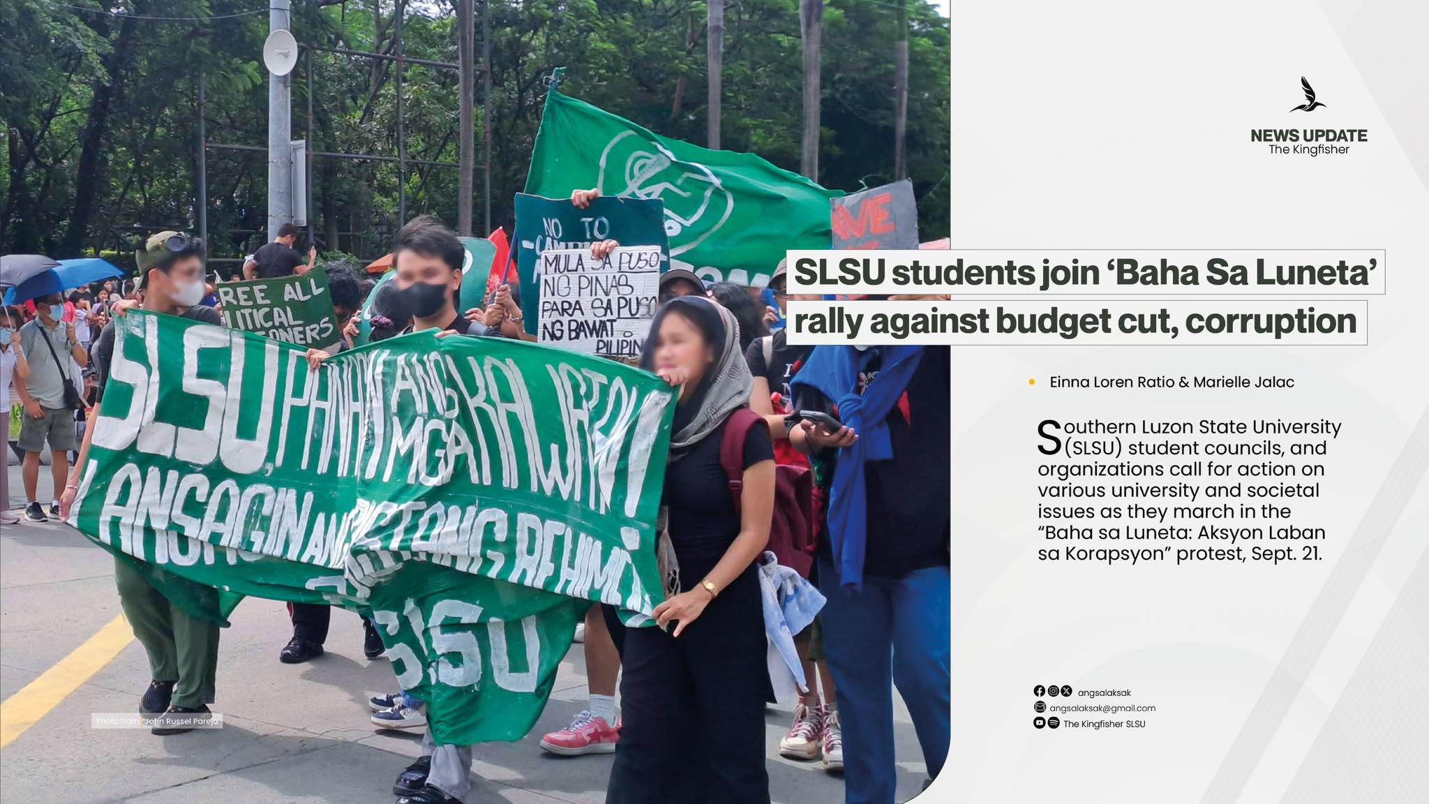 The Kingfisher - NEWS UPDATE | SLSU students join ‘Baha Sa Luneta ...