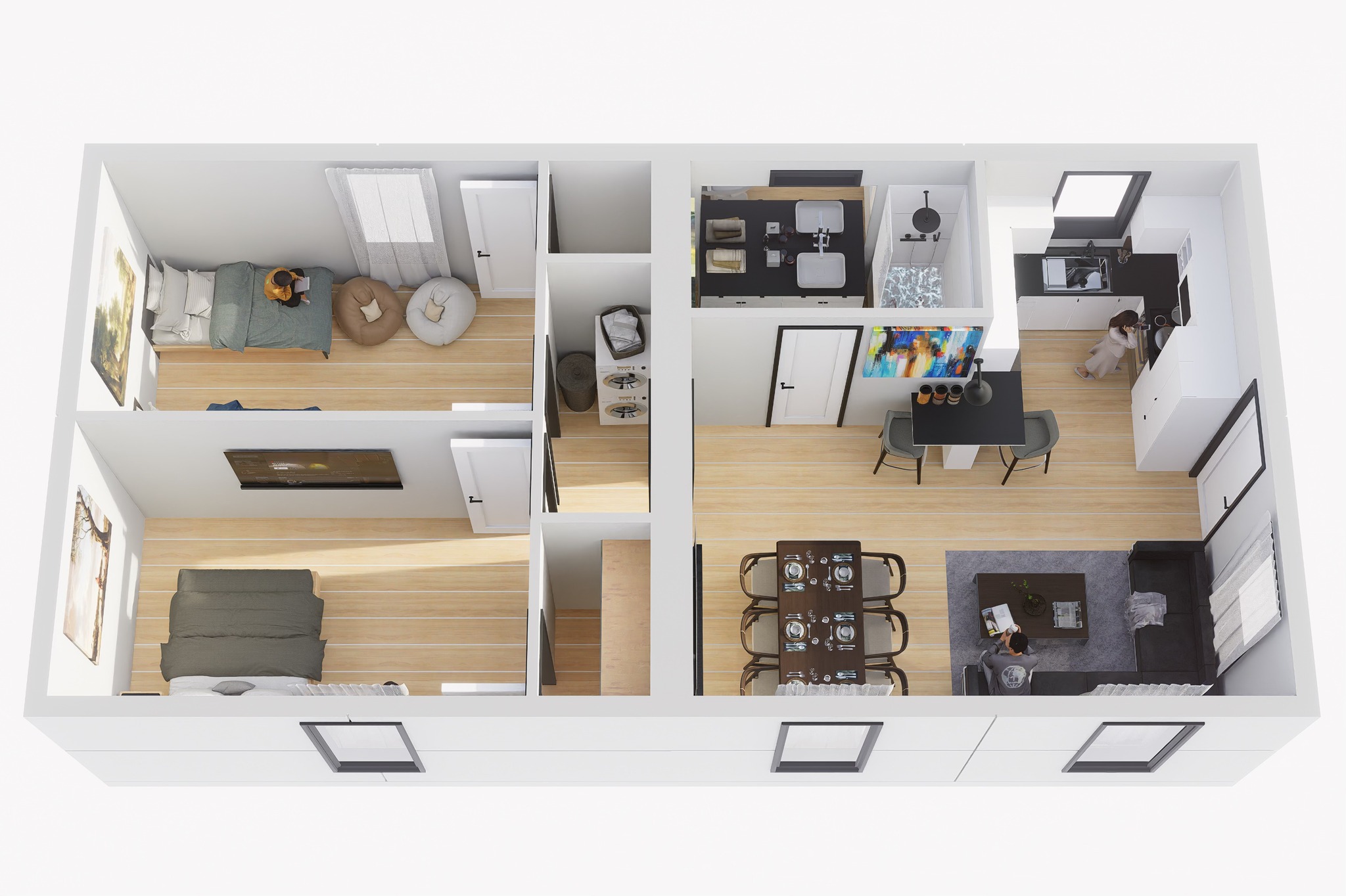 BOXABL - Two Bedroom Casita - Kitchen & bath with... | Facebook