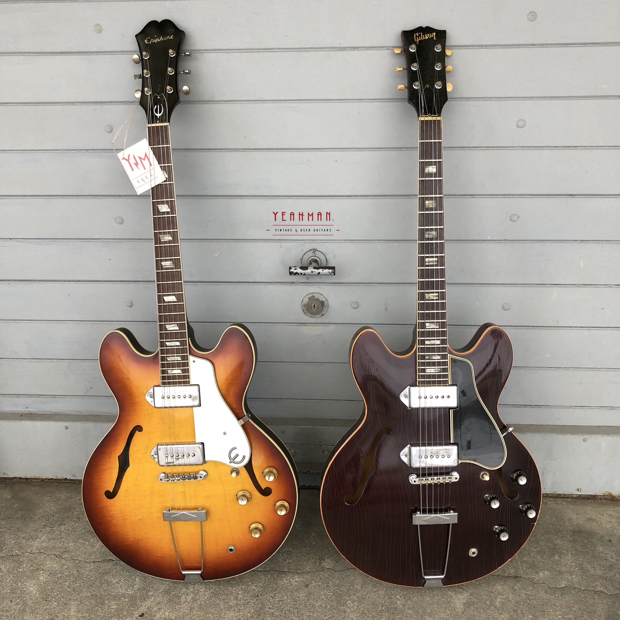 Epiphone Casino vs Gibson ES-330 guitars, USA made and vintage models