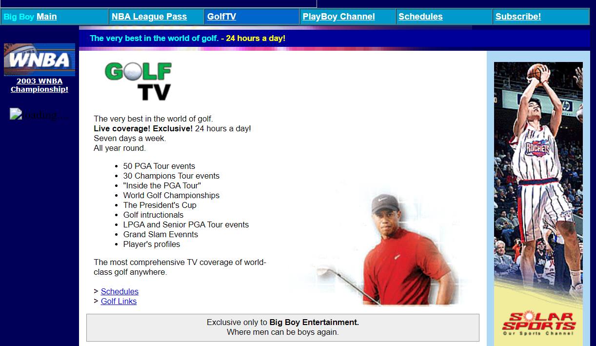 Big Boy Entertainment's archived website and channel offerings