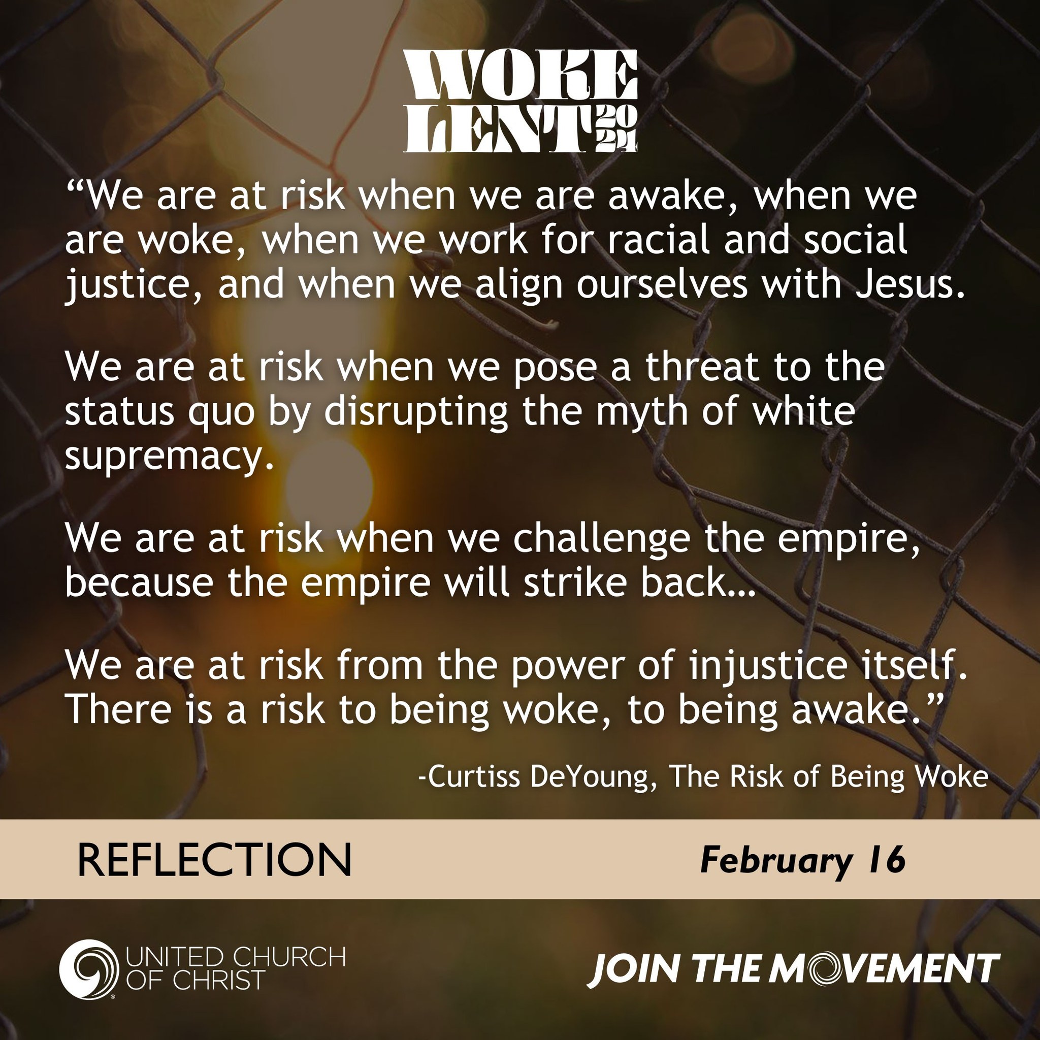 🌄 Reflection: There are risks to... - United Church of Christ | Facebook