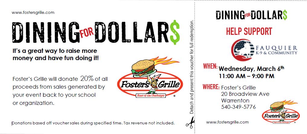 Fauquier - Please join us at Foster's Grille in Warrenton on Wednesday ...