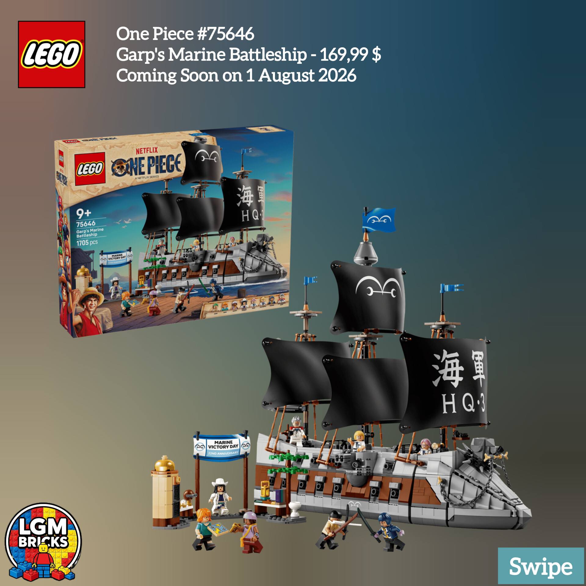 New Lego Set - One Piece #75646 Garp's Marine Battleship - 169,99