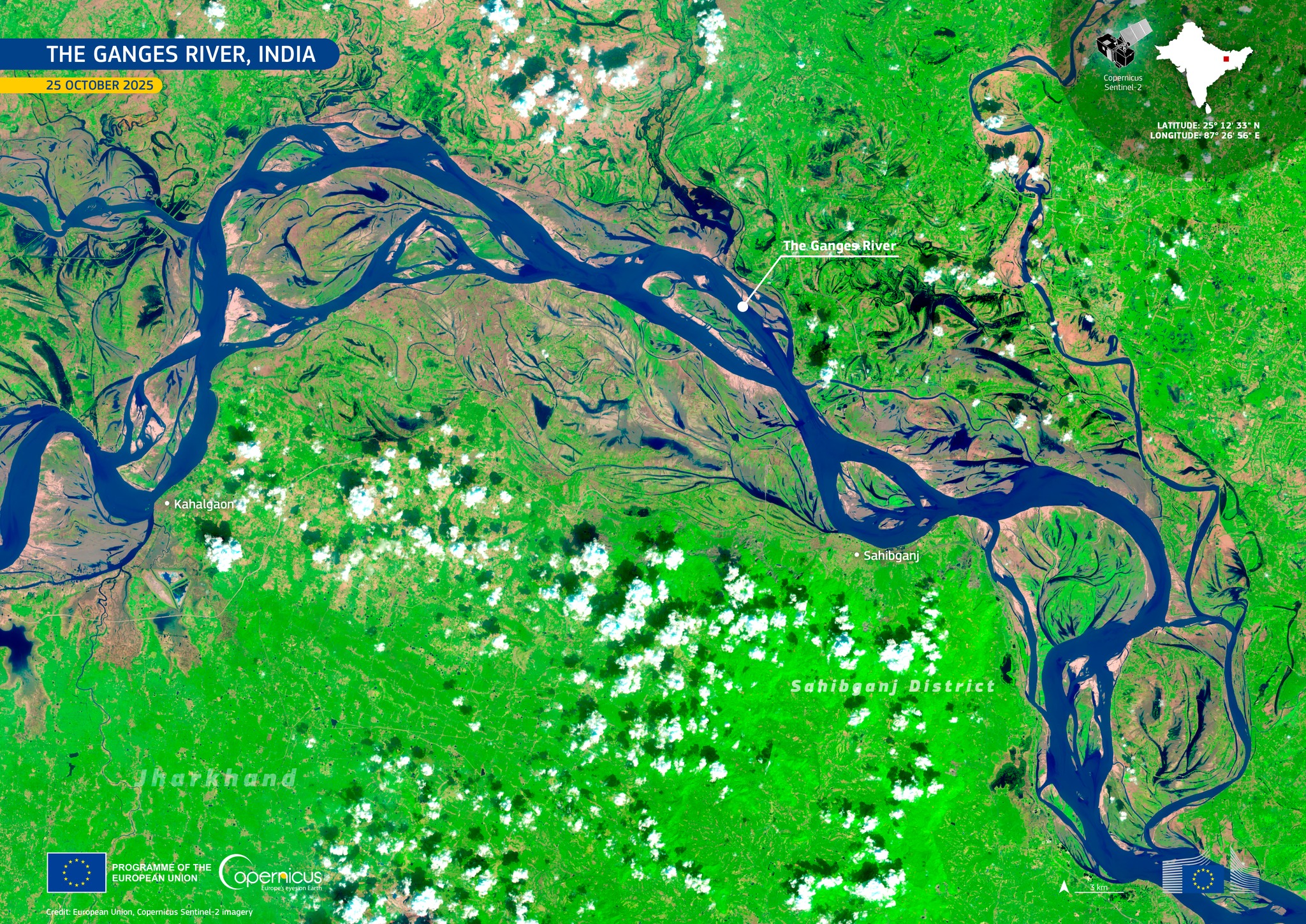 Above - Ganges Channel Shift Captured from Orbit. Sentinel-2 data from ...