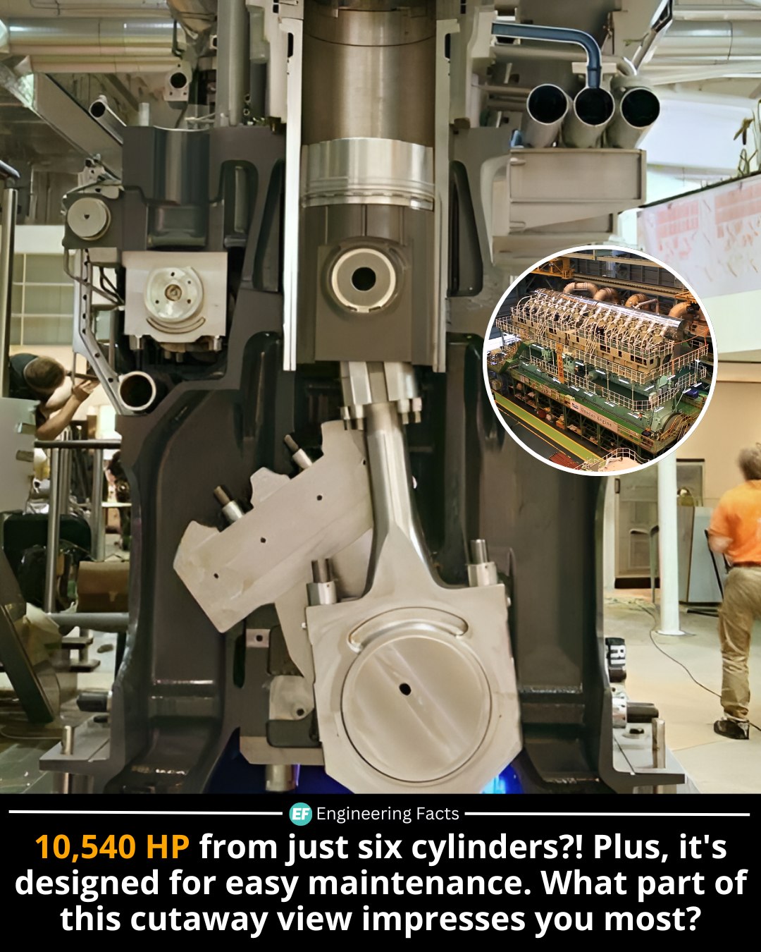 Engineering - You're looking at the cutaway of the MAN B&W L58/64, a ...