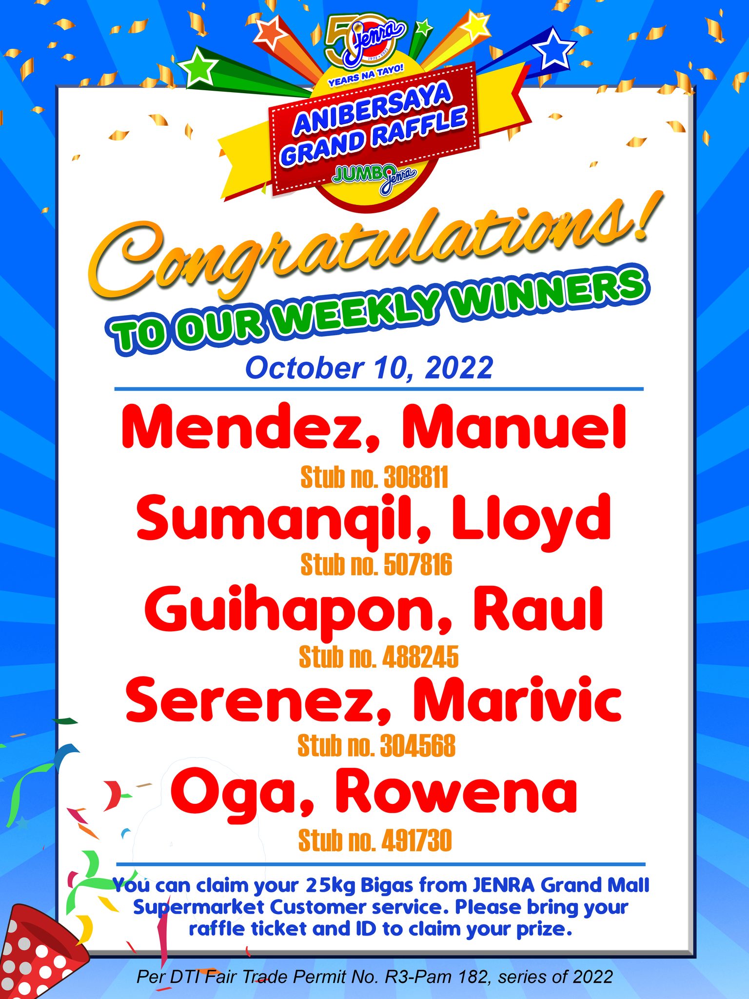 Congratulations sa mga nanalo sa third... - Jenra Grand Mall | Facebook