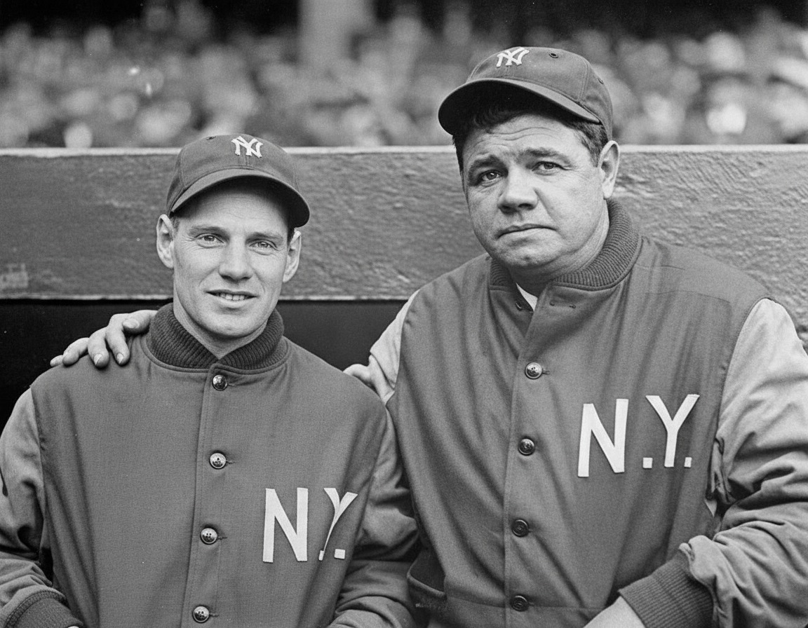 Old-Time - Rookie Leo Durocher and Babe Ruth before a 1928 Game at ...
