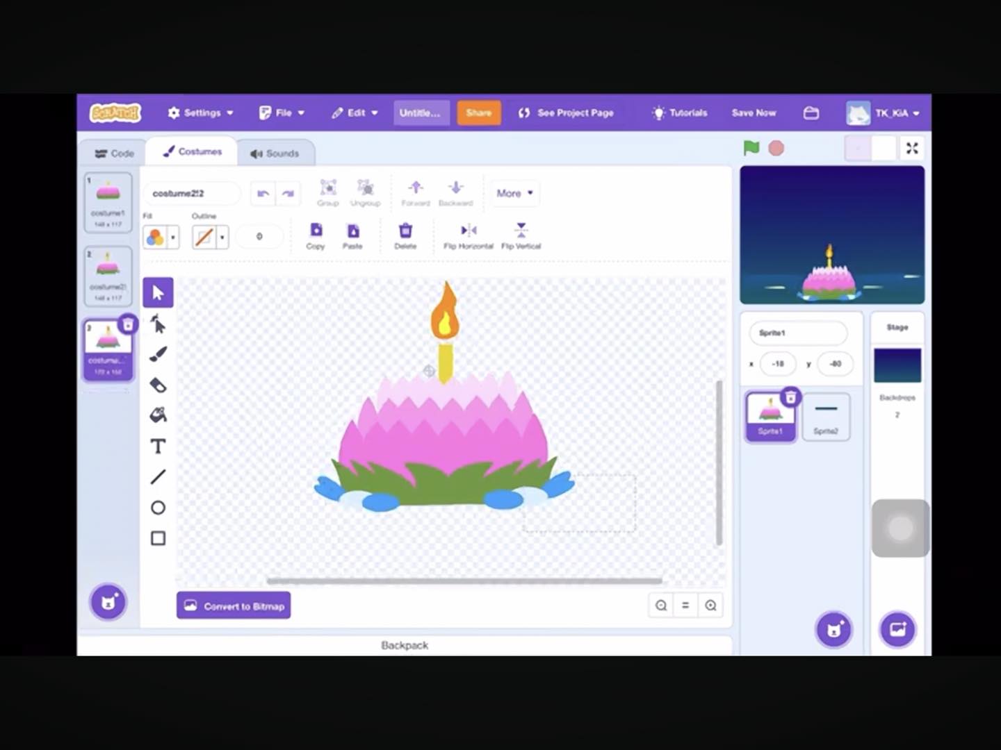 Grow 2 Genius - ตัวอย่างการทำกระทงใน Scratch...
