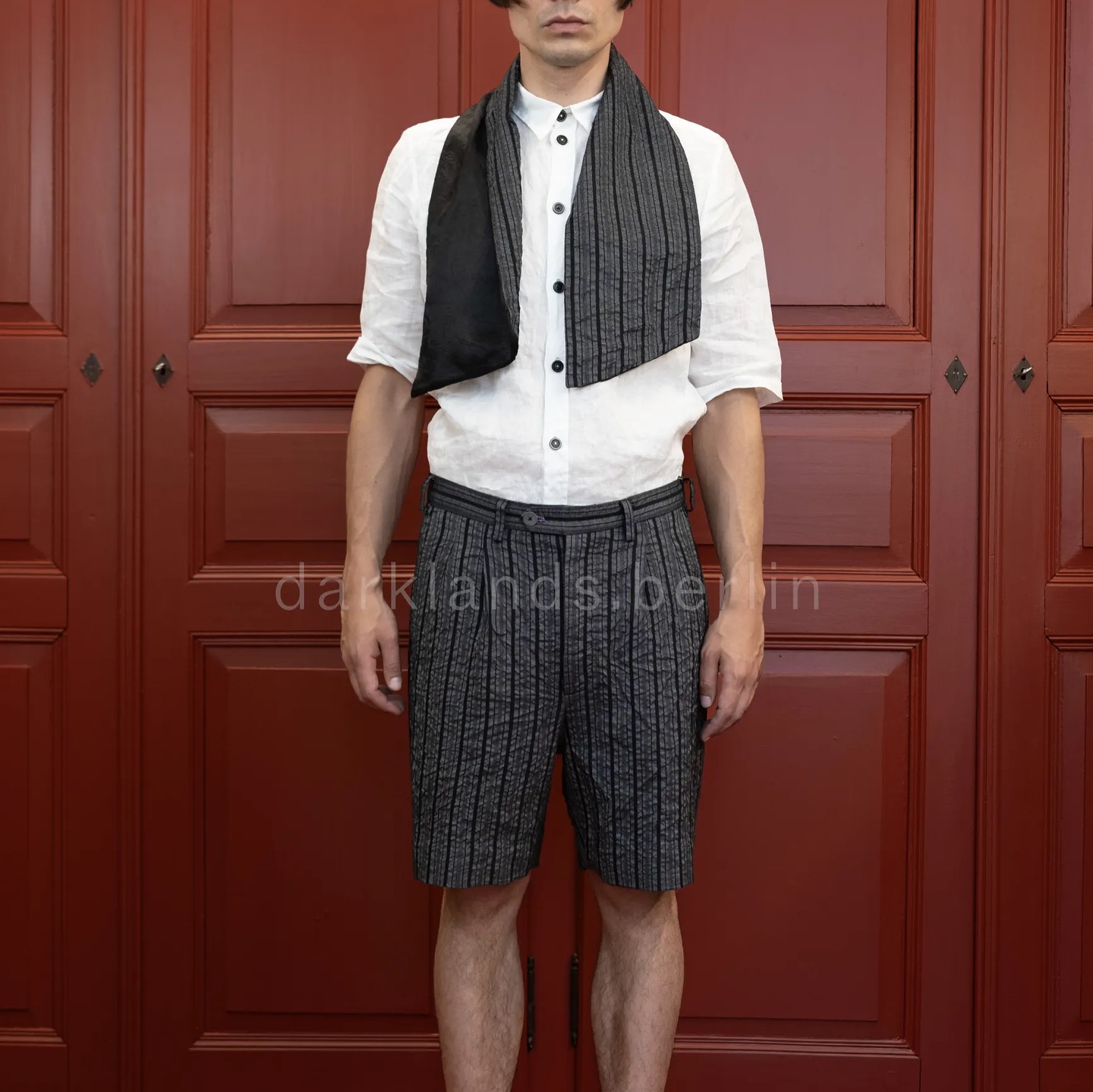 Geoffrey B. Small Pleated Drop-Crotch Shorts & Scarf Set BGP27 