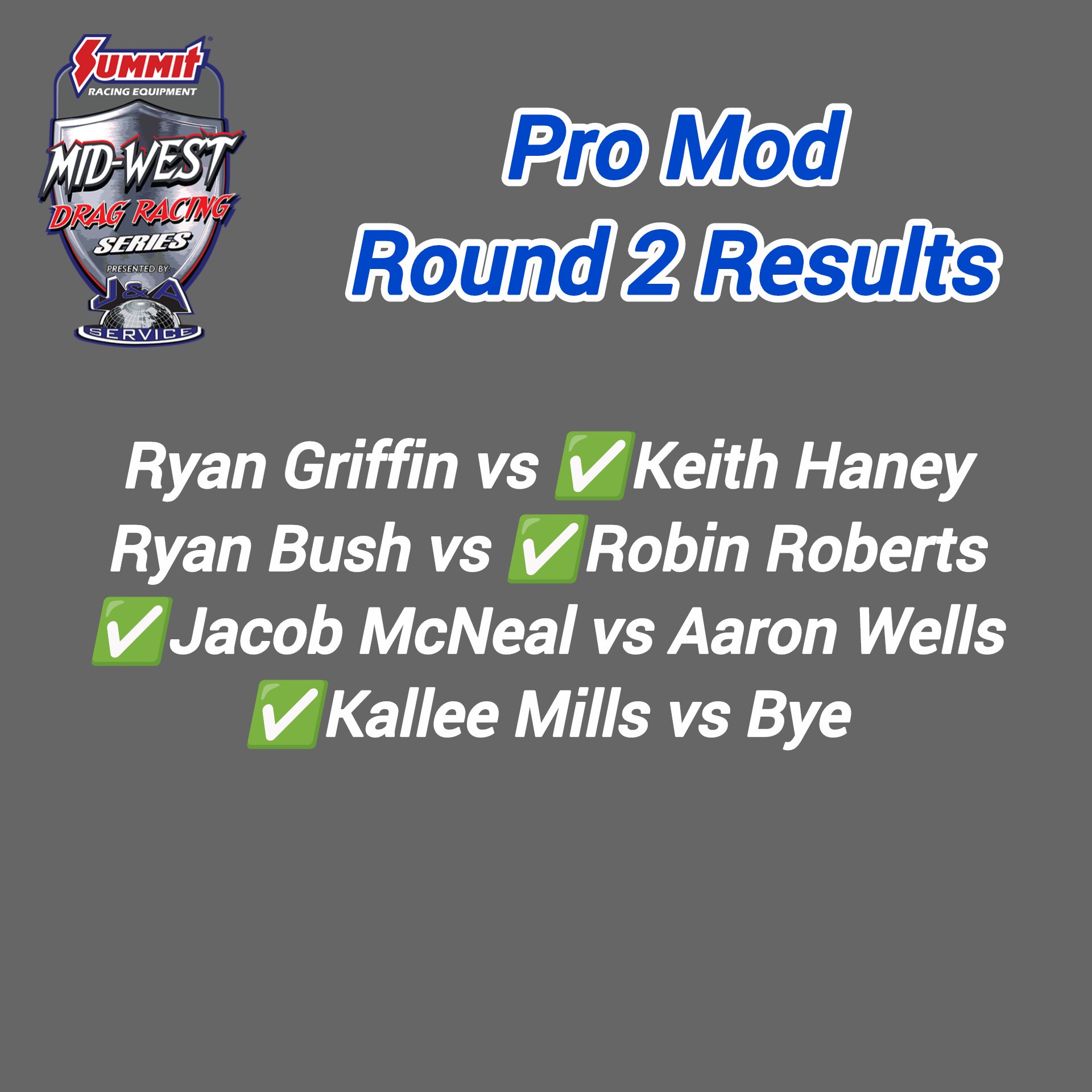 Stat - Mid-West Drag Racing Series Pro Mod Round 2 Results #dragracing ...