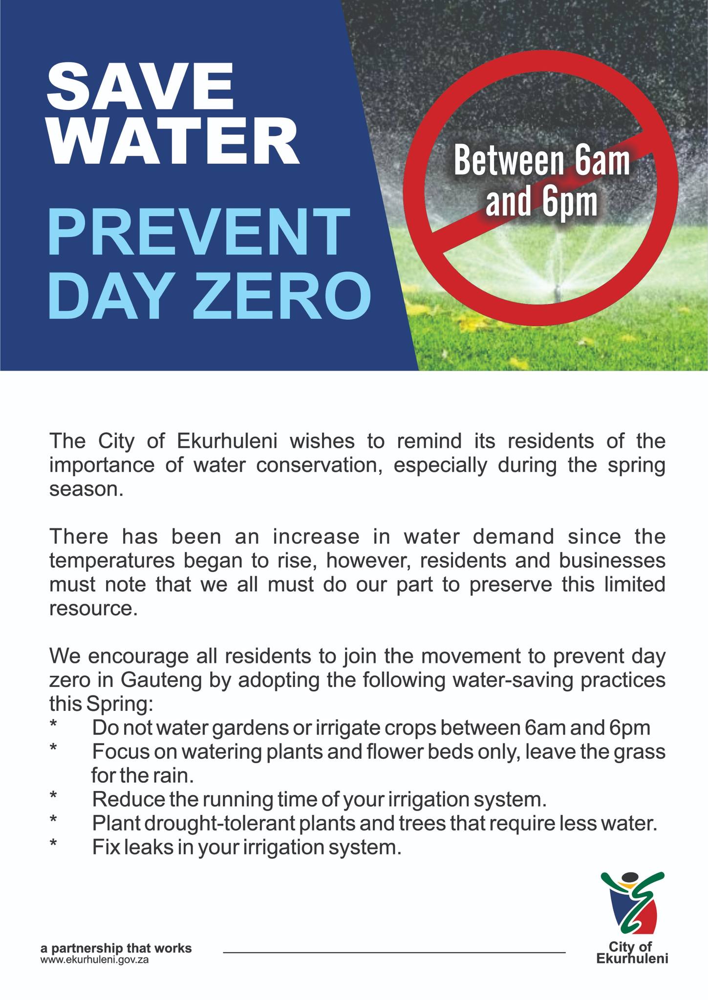 #WaterConservation alert ‼️ - City of Ekurhuleni