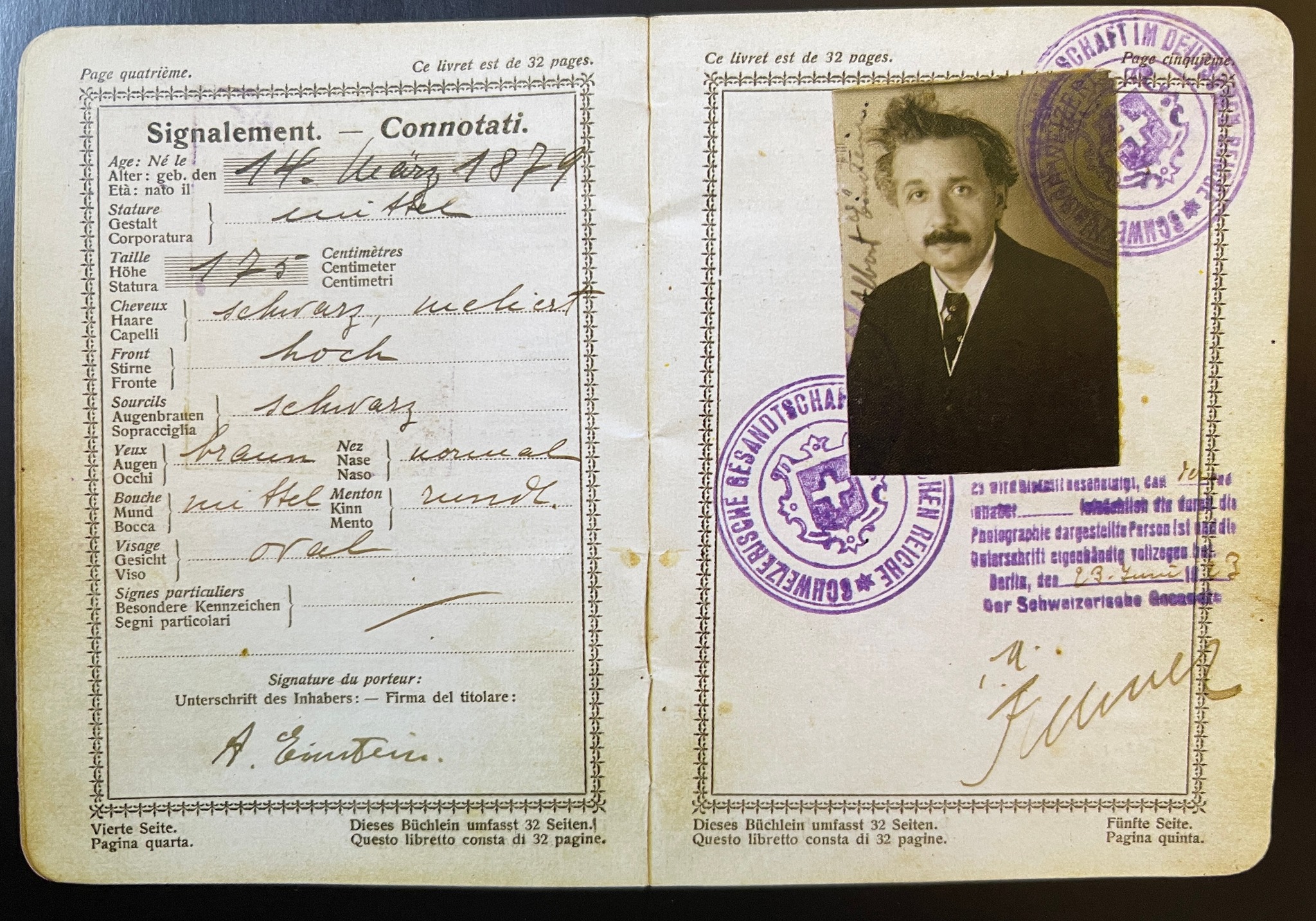 100 years ago this month: Einstein's Swiss passport, issued in