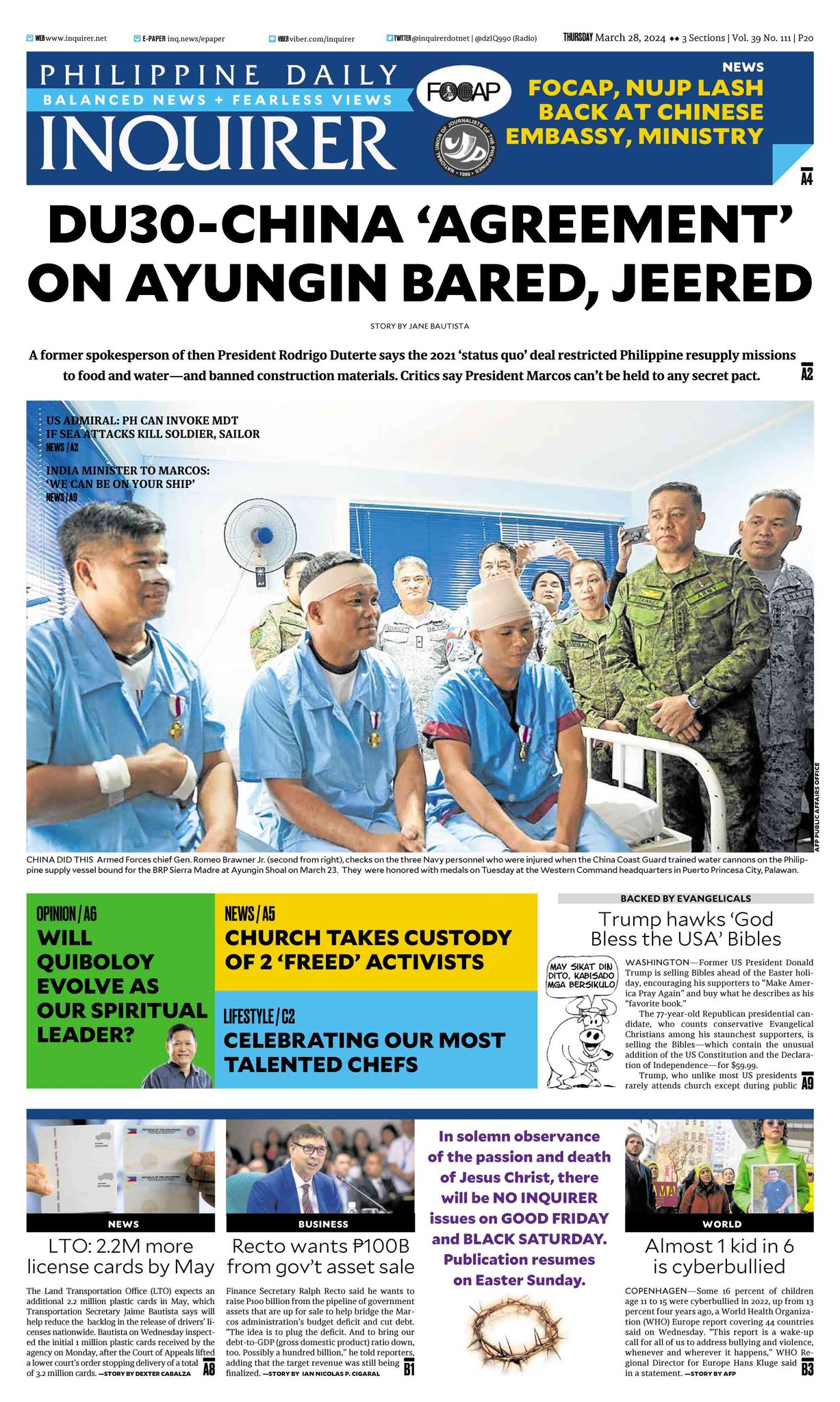 INQUIRER.net - Today's Inquirer front page (March 28,...