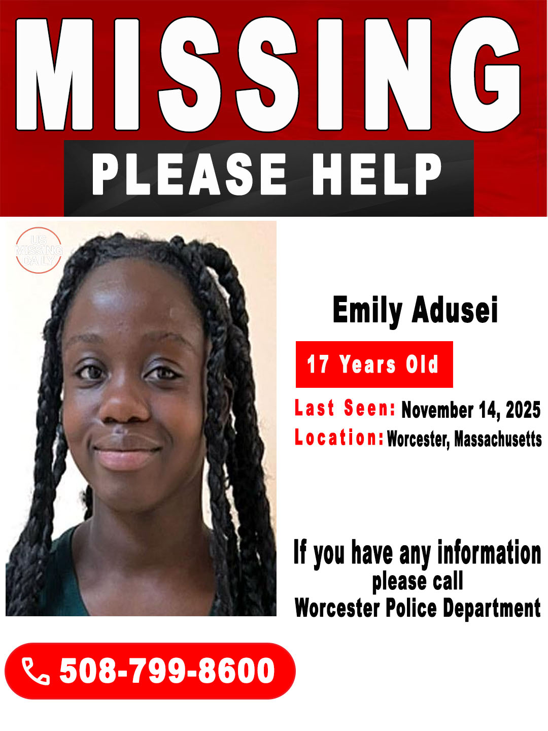 US - 🚨 MISSING CHILD – PLEASE SHARE 🚨 Worcester, Massachusetts ...