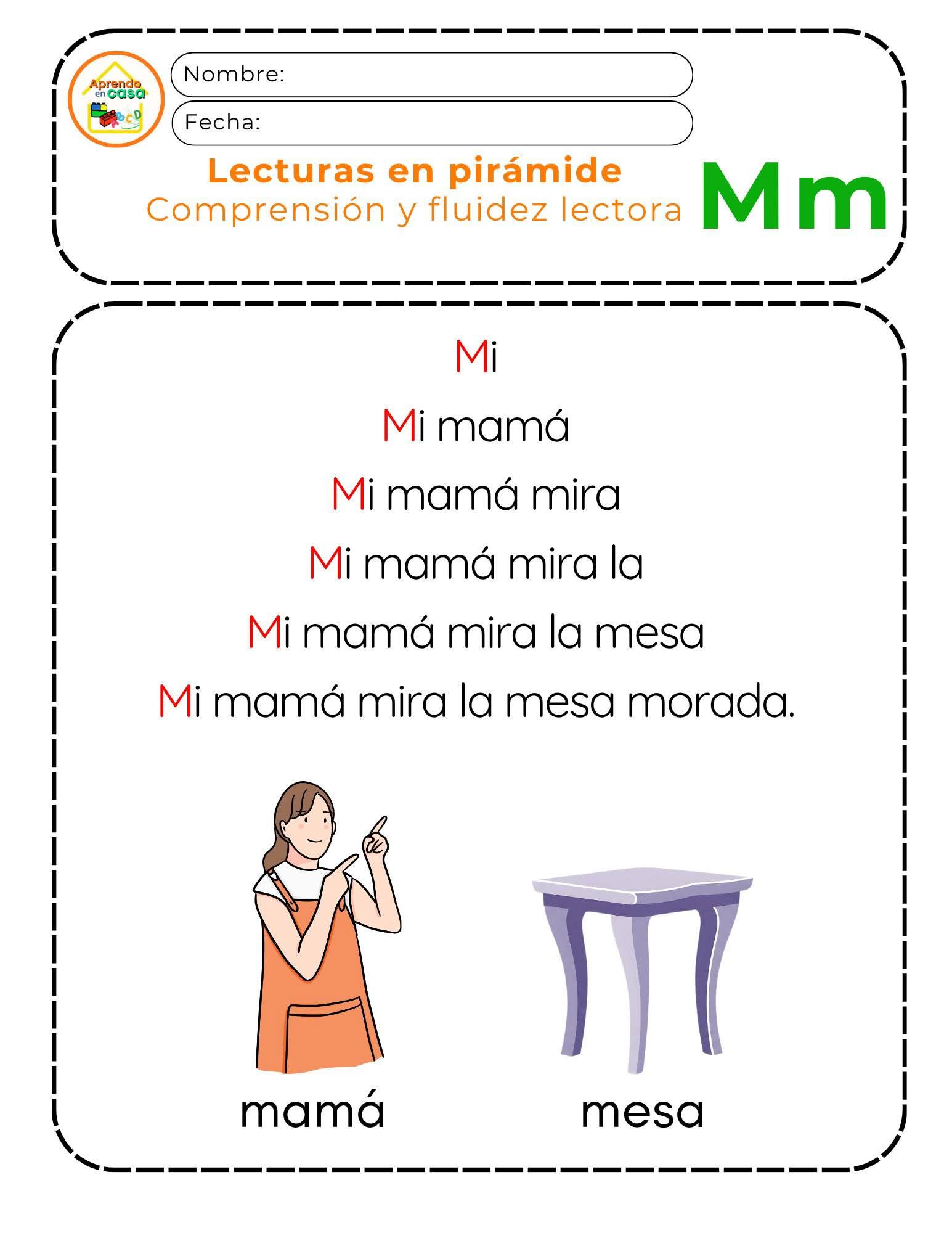 🌟Lectura en pirámide. Palabras con M... - Aprendo en casa | Facebook