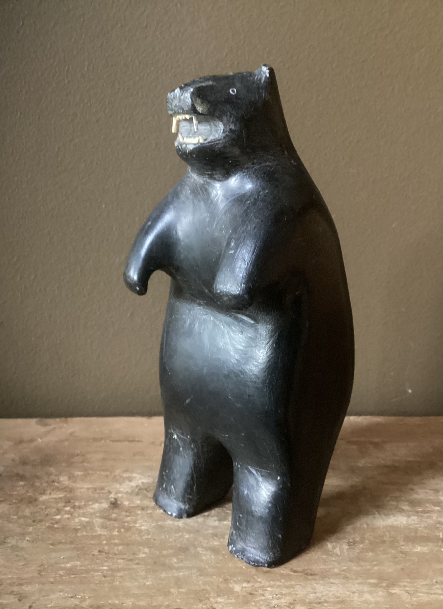 Inuit artist Thomas Ekoomiak's standing bear sculpture