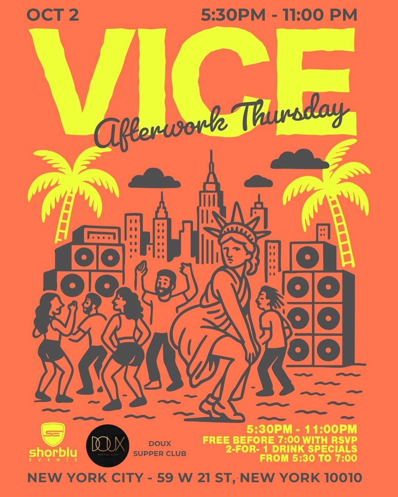 Summer might be over but we are just getting started. Vice is back to keep the vibes going for the fall. 📍Doux Supper Club BEFORE 7PM: Free with RSVP 🔗 RSVP link