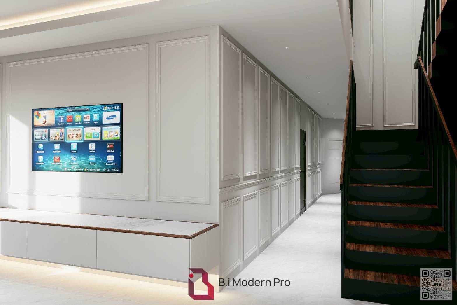 B.i - 🔹BMP Interior Design : ห้องนั่งเล่น 🔹 มุมทีวีที่ออกแบบให้ "เรียบ ...