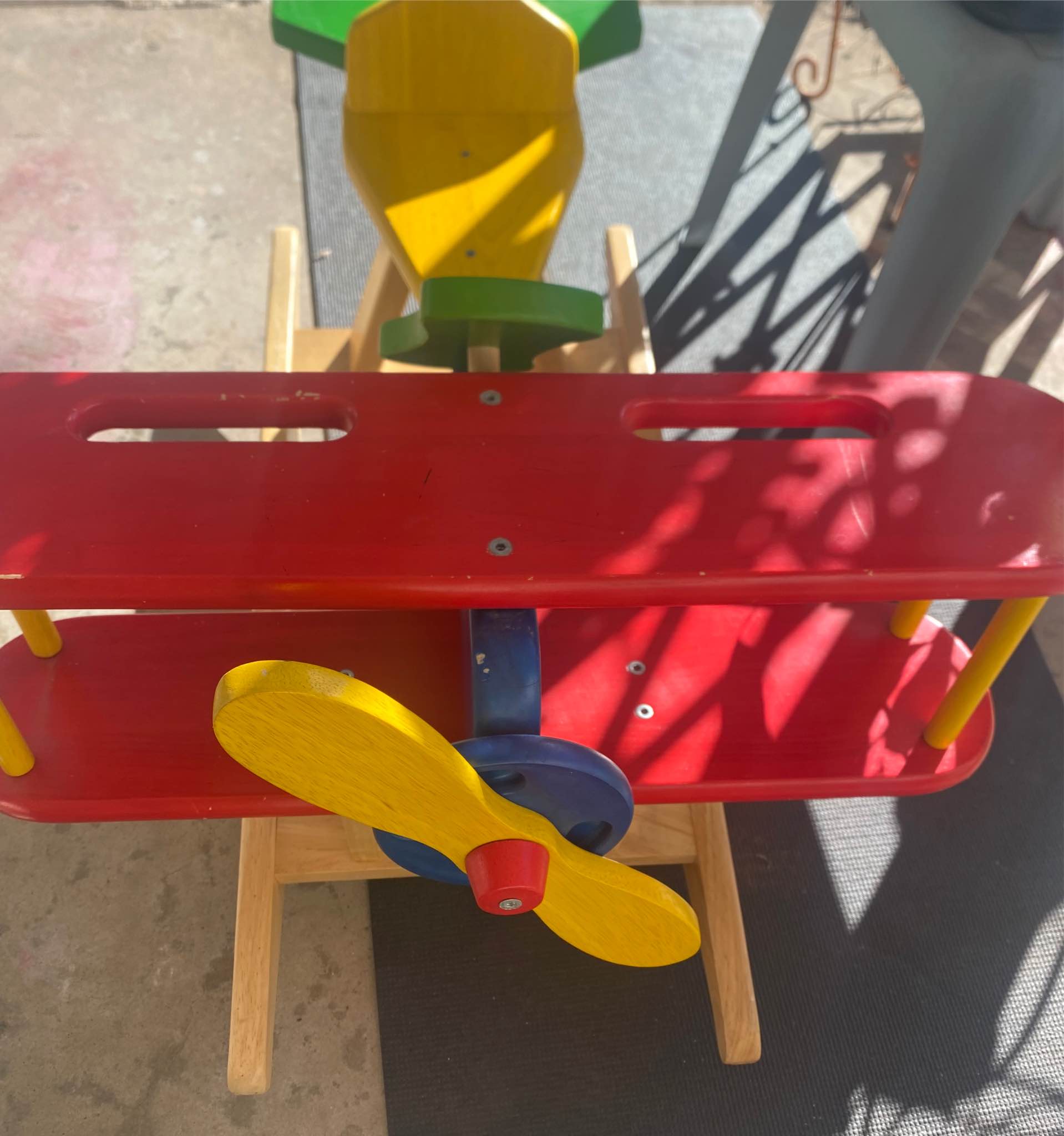 Vintage Wooden Airplane Rocker – Colorful & Fun! ️ - Toy Vehicles ...