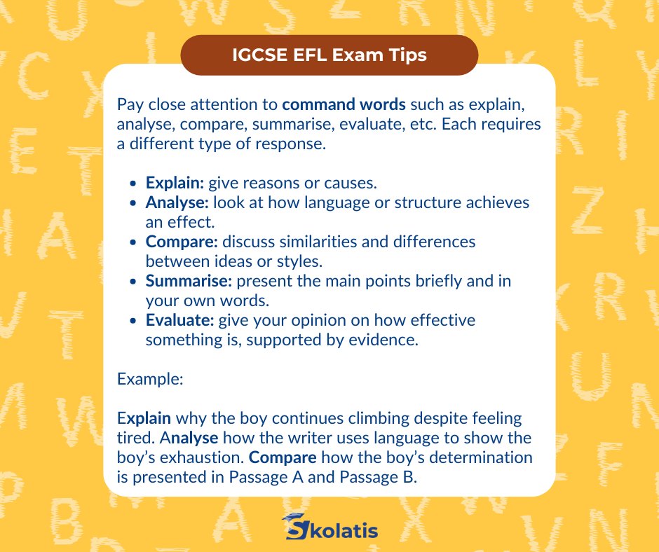 Skolatis - IGCSE English First Language – Exam Tip of the Week: 🎯 Focus ...