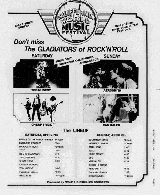California World Music Festival - Apr 7 1979**