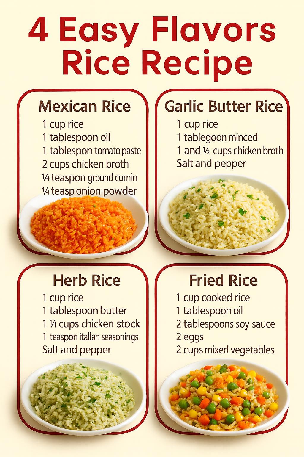 Our - 🌶 Mexican Rice Ingredients • 1 cup rice • 1 tbsp oil • 1 tbsp ...