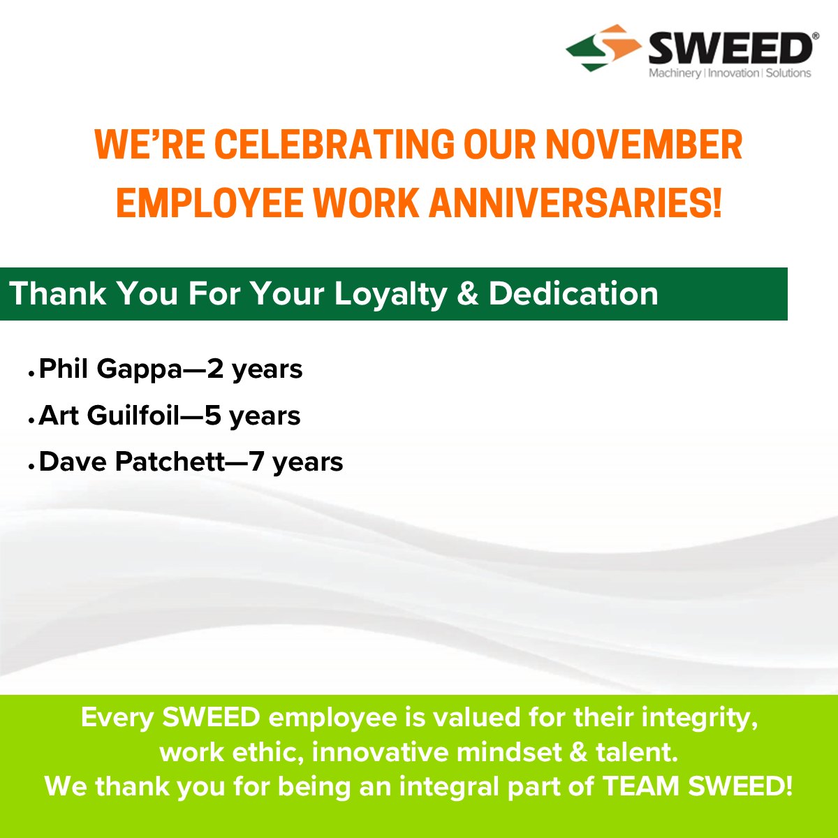 Sweed - Happy Work Anniversary to our fantastic team members marking ...