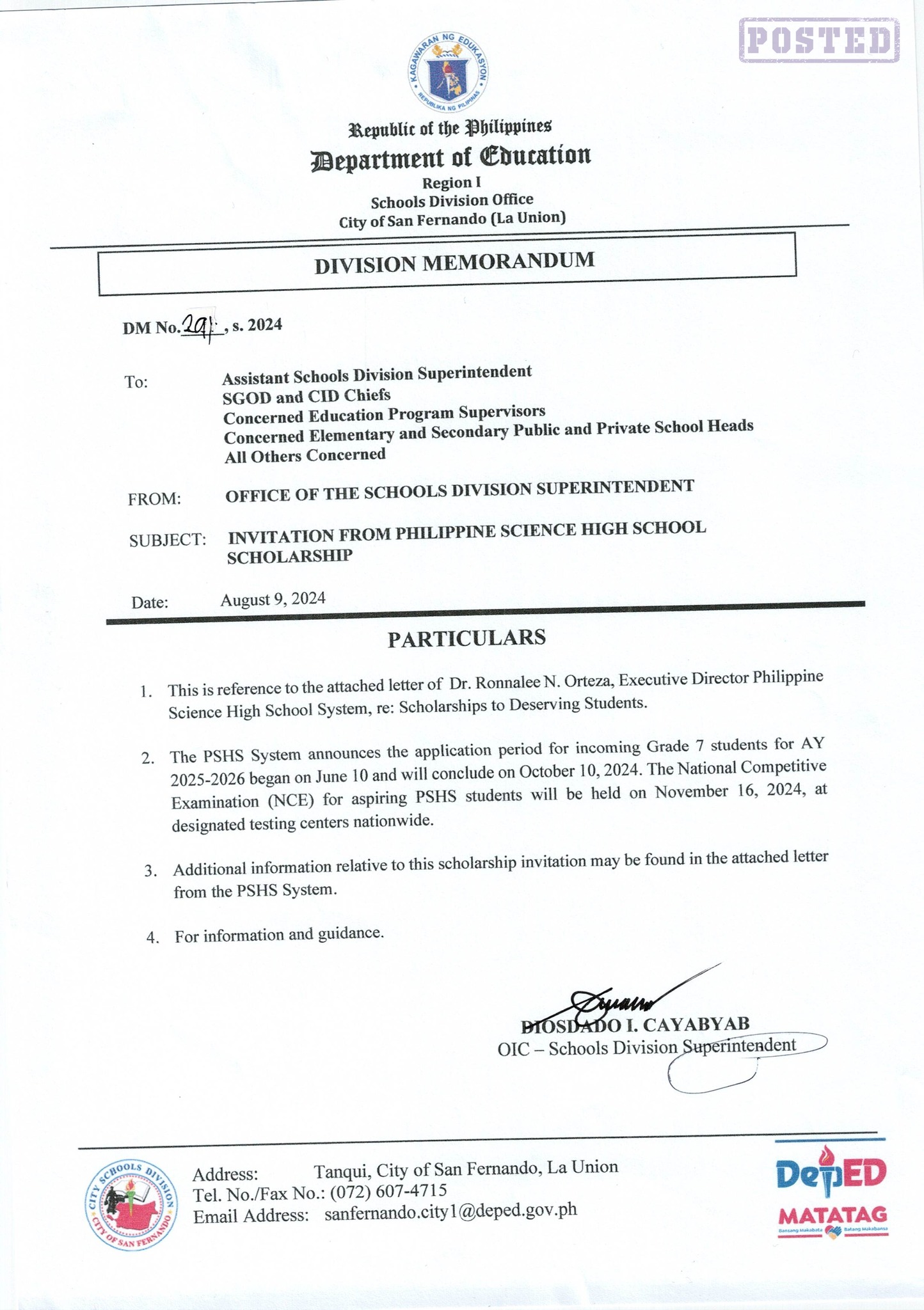 Invitation From... - DepEd - San Fernando City, La Union