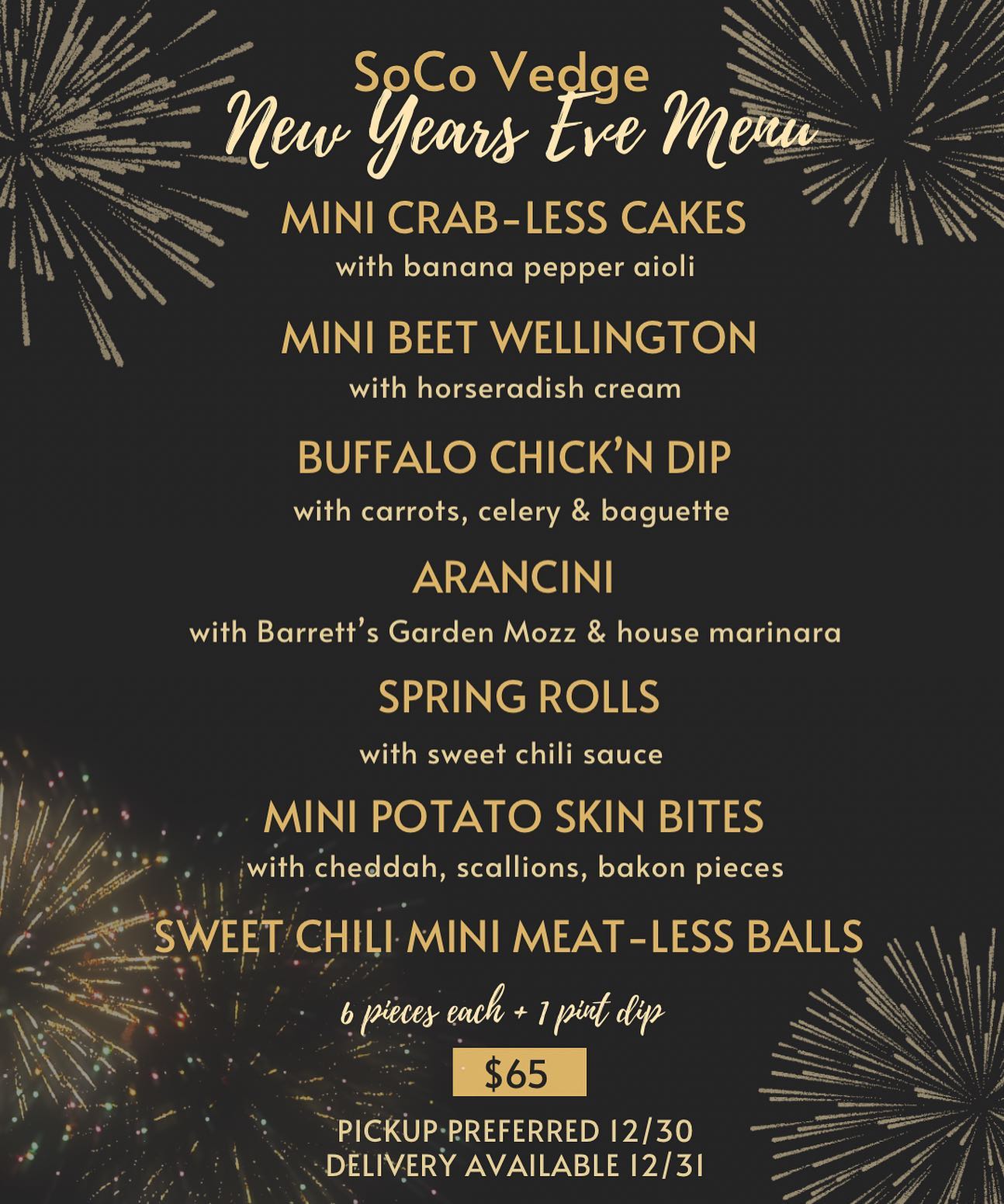 SoCo Vedge - New Years Eve menu is HERE! 🎉 Whether your... | Facebook