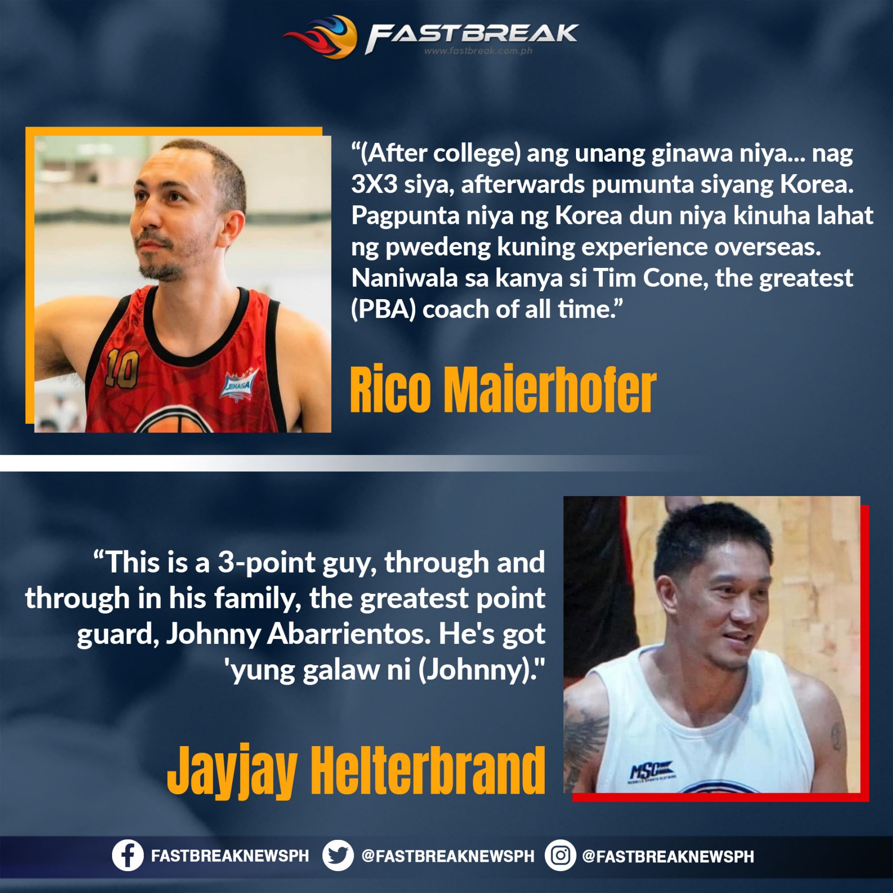 Fastbreak - Former PBA players Jayjay Helterbrand and Rico Maierhofer ...