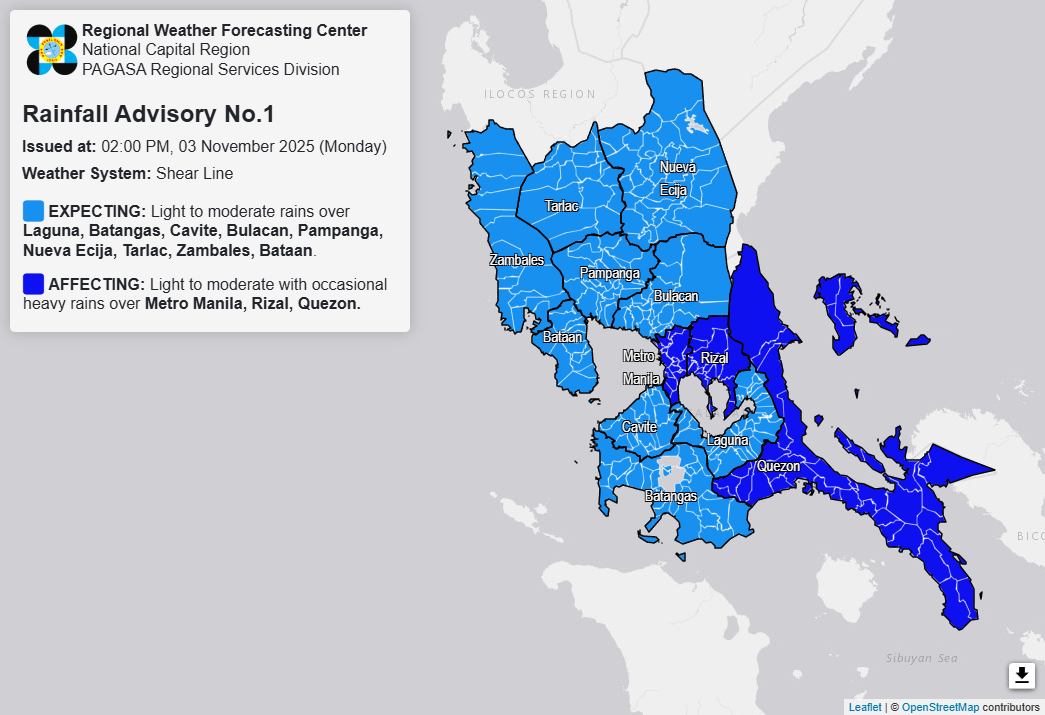 PAGASA-National - Rainfall Advisory No. 1 #NCR_PRSD Weather System ...