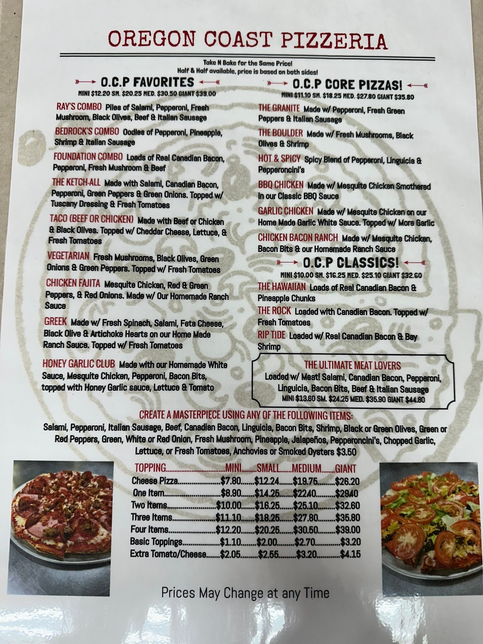 New pizza menu available at Oregon Coast Pizzeria