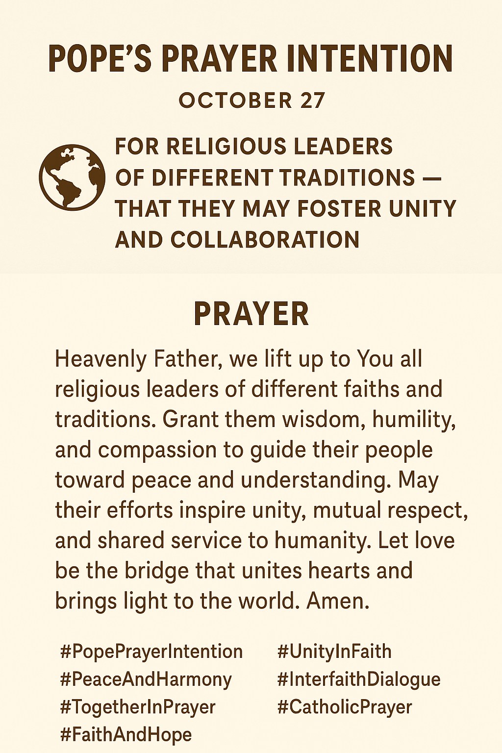 Lito - 🌍 Pope’s Prayer Intention | October 27 🙏 Intention: For ...