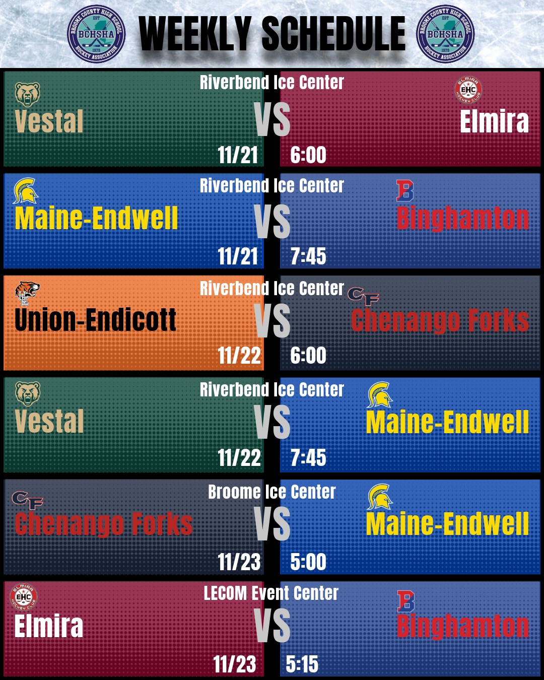 Broome - BCHSHA Week 4 Matchups! We’re rolling into Week 4 with a ...