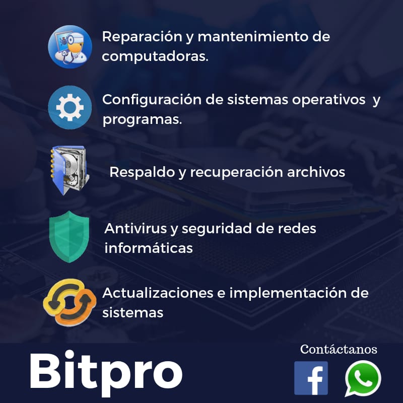 Bitpro - Ofrecemos diversos servicios en el area de informática.. 💻💾🖱️📱 ...