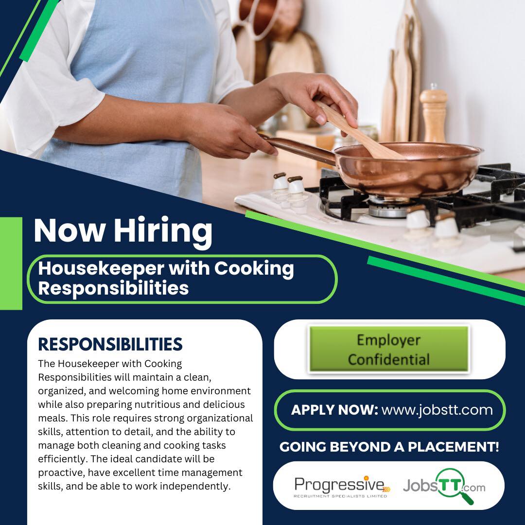 Jobs TT - ️Housekeeper with Cooking Responsibilities Get...
