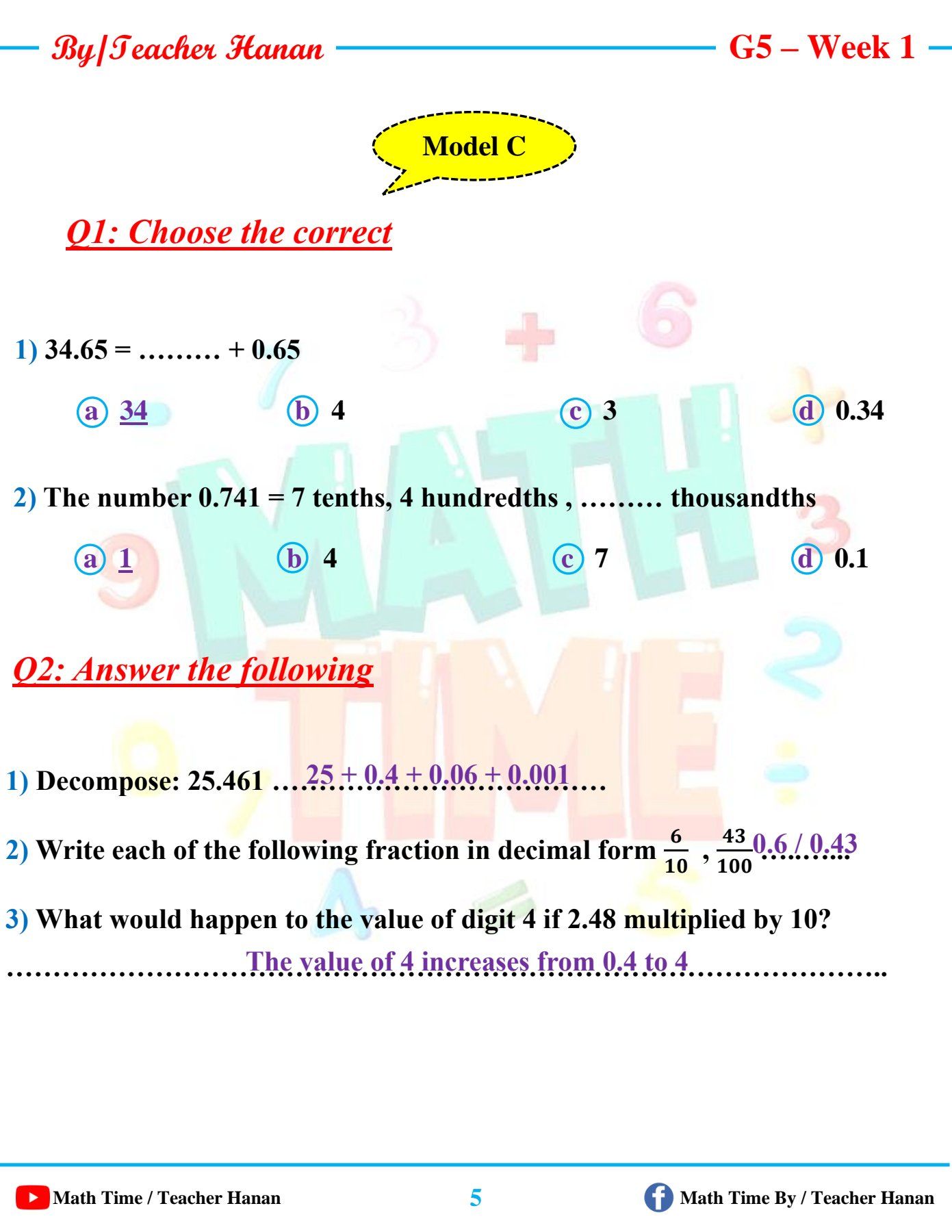 #Math #Grade5 from... - Math. Step_By_step. Mai Mostafa | Facebook